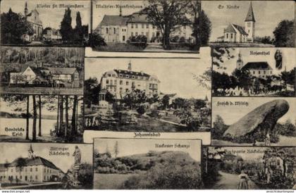 CPA Johannisbad Schmeckwitz Räckelwitz Oberlausitz, Kirche, Kloster, Teich, Frosch