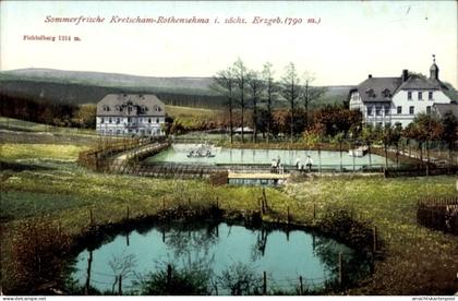 CPA Kretscham Rothensehma Neudorf Sehmatal im Erzgebirge, Teilansicht, Fichtelberg