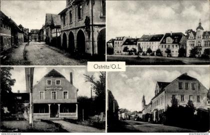 CPA Ostritz in der Oberlausitz, Straßenpartie, Jugendherberge, Platz
