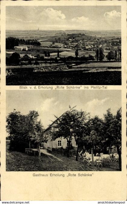 CPA Pielitz Kubschütz, Blick von der Rote Schänke, Pielitztal, Gasthaus, Bes. Karl Schramm