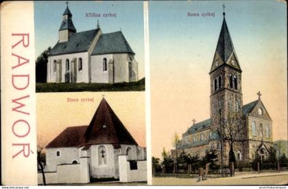 CPA Radwor Radibor in Sachsen, Neue und Alte Kirche, Kreuzkirche