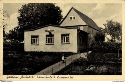 CPA Schmeckwitz Oberlausitz, Gasthaus Bückedich, Gebäude, Garten, ländliche Umgebung