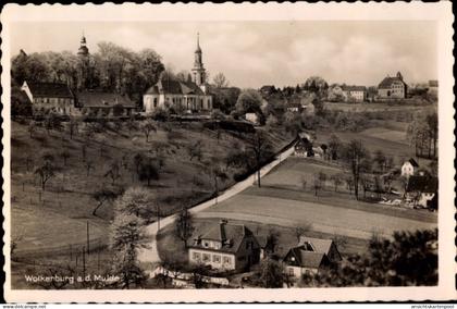 CPA Wolkenburg Kaufungen Limbach Oberfrohna Sachsen, Dorfpartie mit Kirche