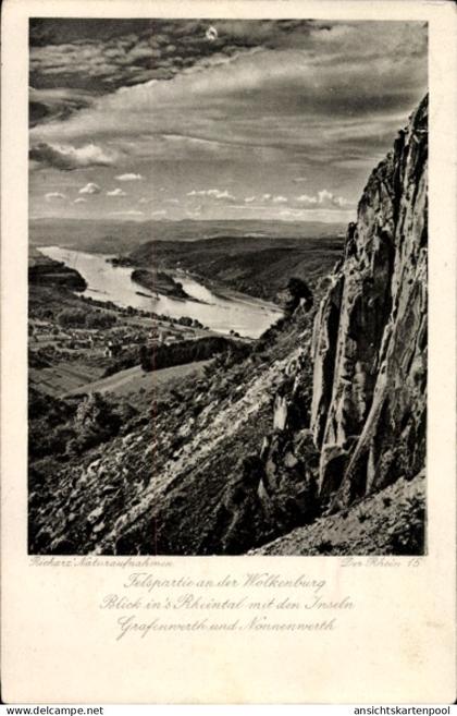 CPA Wolkenburg Kaufungen Limbach Oberfrohna Sachsen, Felspartie an der Wolkenburg, Blick ins Rh...