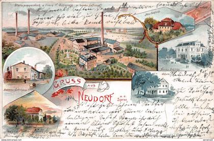 Gruss aus Neudorf a. d. Spree Stanzpappenwerk Altes Schloss Postkarte AK 1905