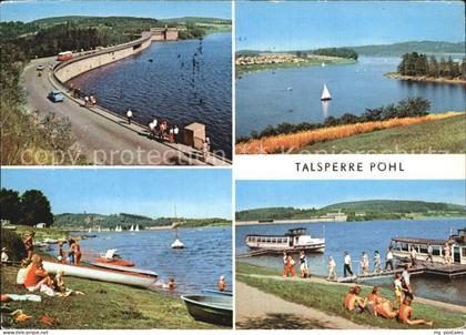 Poehl Vogtland Talsperre Poehl Staumauer Strand Bootsanlegestelle