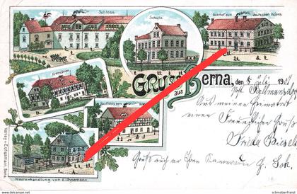Litho AK Gruß Berna Bierna Gasthof Schloß a Seidenberg Zawidow Bellmannsdorf Radzimow Küpper Miedziana Linda Zalipie