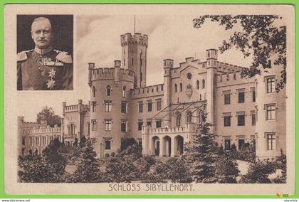 voyo SZCZODRE (SIBYLLENORT i. Schl.) Schloß  - Mittelbau Südfront / Friedrich August III 1916 Postal Used Feldpost