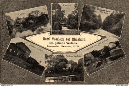 CPA Elmshorn in Holstein, Hotel Vossloch, Schleuse, Schloss Rantzau, Bahnhof, Chaussee Wald