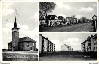 CPA Harksheide Norderstedt Schleswig Holstein, Kirche, Hauptstraße, Wohnsiedlung