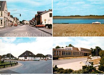 Lunden Holstein Hauptstrasse Wohnhaeuser Schule Partie am Wasser