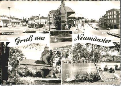Neumuenster Schleswig-Holstein Neumuenster Bahnhof Kirche Teich Grossflecken x 1