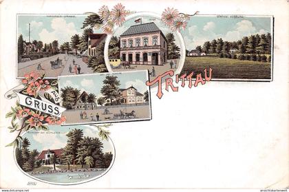 Trittau Litho Hamburger Str. Kirche Mühlenteich Post Station Vorburg ngl #165.648