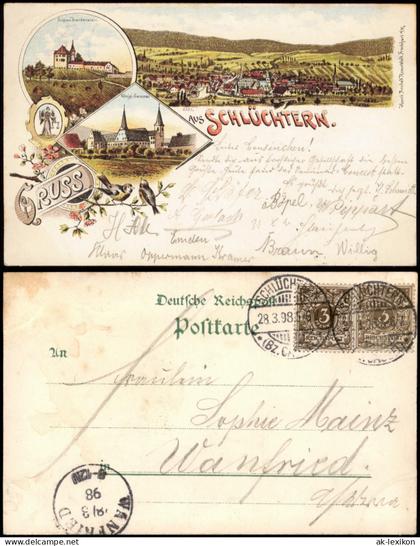 Litho AK Schlüchtern (Bergwinkelstadt) Schloss, Totale, Seminar - Gruss aus 1898