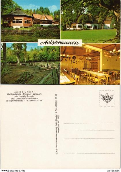 Schlüchtern Bergwinkelstadt MB Waldgaststätte Pension Wildpark Acisbrunnen 1980