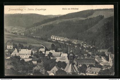 AK Schmiedeberg / Erzgeb., Totale mit Blick ins Pöbeltal