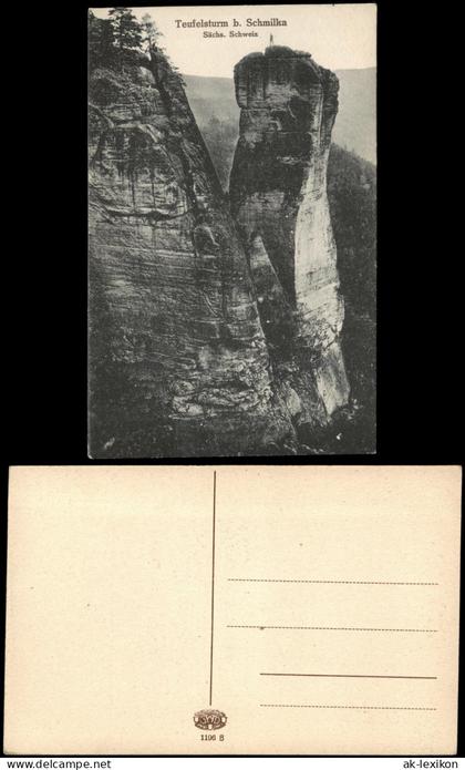 Ansichtskarte Schmilka Teufelsturm b. Schmilka Sächs. Schweiz 1910