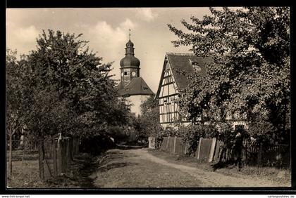 AK Weissbach /Schmölln, Kirche, Fachwerkhäuser, Dorfstrasse