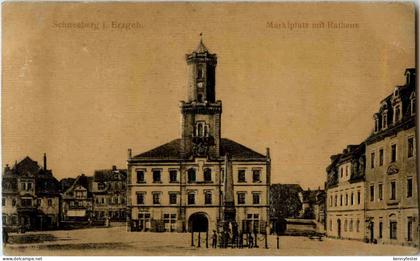 Schneeberg im Erzgebirge - Marktplatz - Prägekarte
