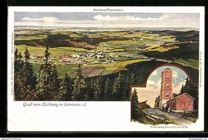 AK Schönheide i. E., Nordost-Panorama, Prinz Georg-Turm