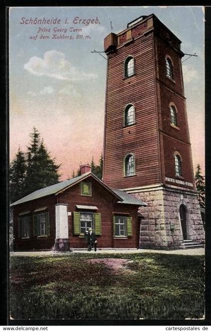 AK Schönheide i. Erzgeb., Prinz Georg Turm auf dem Kuhberg