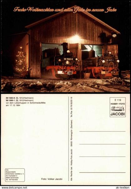 Schönheide (Erzgebirge) Lokomotive Hartmann Lokschuppen Frohe Weihnachten 1994