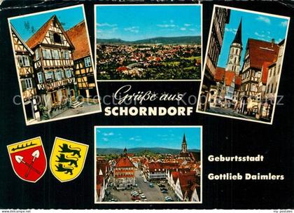 Schorndorf Wuerttemberg Stadtpanorama Altstadt Fachwerkhaeuser Kirche Marktplatz