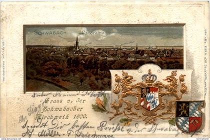 Schwabach - Gruss von der Schwabacher Kirchweih 1900 - Litho