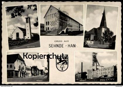 ALTE POSTKARTE GRUSS AUS SEHNE HANNOVER KALIWERK MITTELSCHULE MITTELSTRASSE EIS ZUG train Ansichtskarte postcard cpa AK