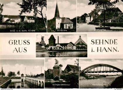 Sehnde Motiv mit Kirche Dorfpartie Kaliwerk Schleuse Kriegerdenkmal Kanalbruecke