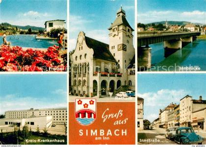 Simbach Inn Freibad Rathaus Innbruecke Kreiskrankenhaus Innstrasse