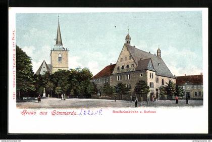 AK Sömmerda, Bonifaciuskirche und Rathaus