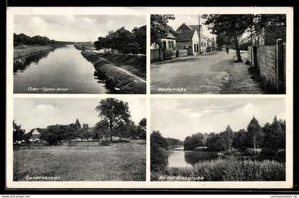 AK Spreenhagen, Dorfstrasse, Kiesgrube, Oder-Spree-Kanal, Ortsansicht