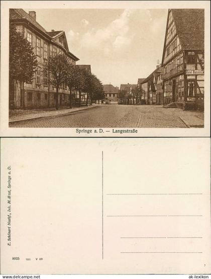 Ansichtskarte Springe Hotel und Langestraße 1922