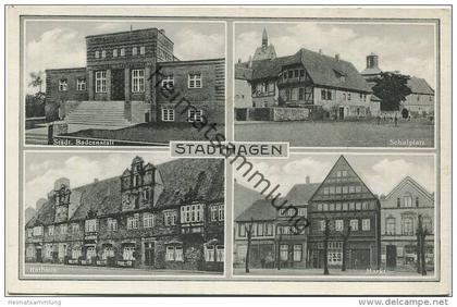 Stadthagen - Badeanstalt - Schulplatz - Rathaus - Markt - Verlag C. Müller Nachf. Stadthagen