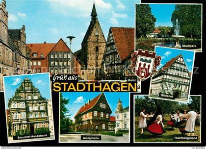 Stadthagen Fachwerk Amtspforte Trachtengruppe Gildenhof Brauerei-Ausschank