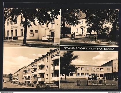 AK Stahnsdorf /Kr. Potsdam, Rathaus, Neubausiedlung, Tagesoberschule Heinrich Zille