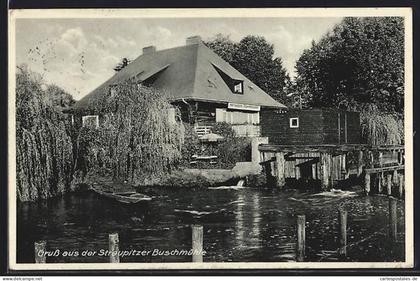 AK Straupitz /Spreewald, Gasthaus Straupitzer Buschmühle, Inh. Fritz Leyer