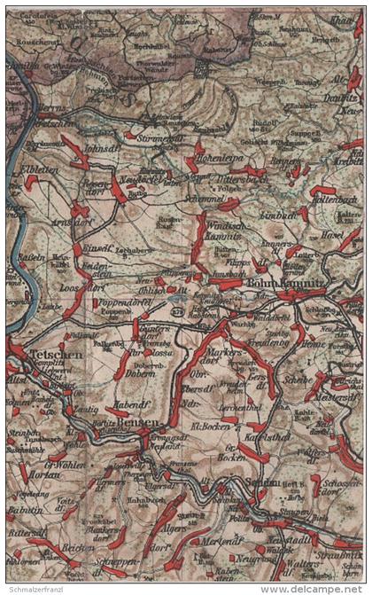 Wona Karte Blatt 879 Tetschen Bensen Böhmisch Kamnitz Sandau Elbleiten Khaa Daubitz Rosendorf Kaltenbach Kreibitz Dobern