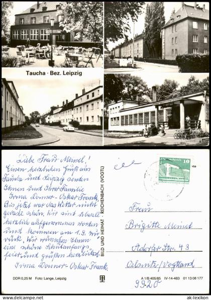 Ansichtskarte Taucha DDR Mehrbildkarte mit 4 Ortsansichten 1985