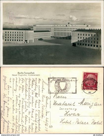 Ansichtskarte Tempelhof-Berlin Neuer Flughafen, Vorderansicht 1939