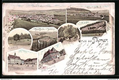 Lithographie Themar, Osterburg, Herzgl. Amtsgericht