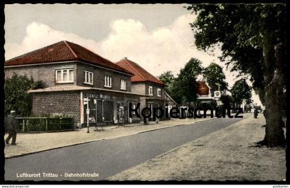 ÄLTERE POSTKARTE LUFTKURORT TRITTAU BAHNHOFSTRASSE BP TANKSTELLE BRITISH PETROLEUM filling petrol station de service AK