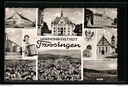 AK Trossingen, Totalansicht, Rathaus, Hohner-Werk, Engl. Kirche