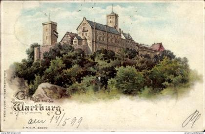 Perl Lithographie Lutherstadt Eisenach in Thüringen, Wartburg