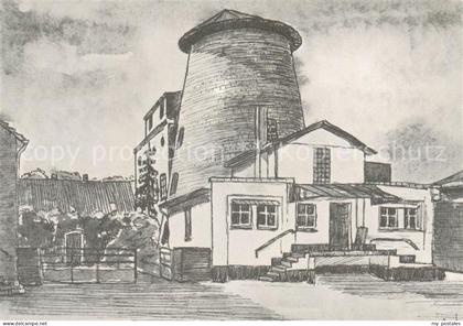 Voerde Niederrhein Muehle Bergheim Zeichnung