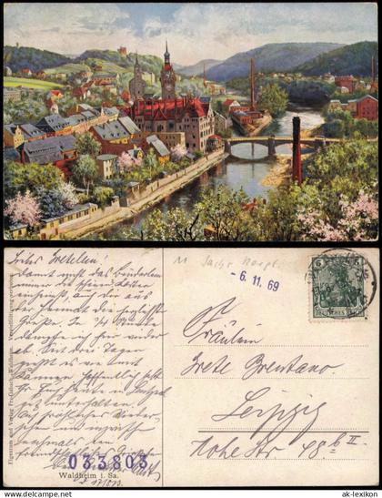Ansichtskarte Waldheim (Sachsen) Panorama-Ansicht (Künstlerkarte) 1910