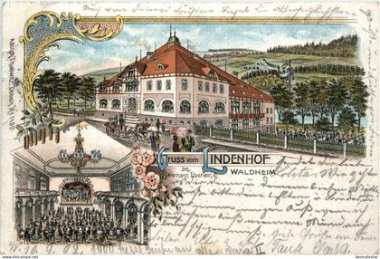 Waldheim - Gruss vom Lindenhof - Litho