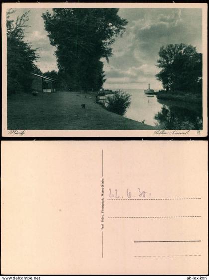 Ansichtskarte Waren (Müritz) Dampfer Kanal Halle 1930