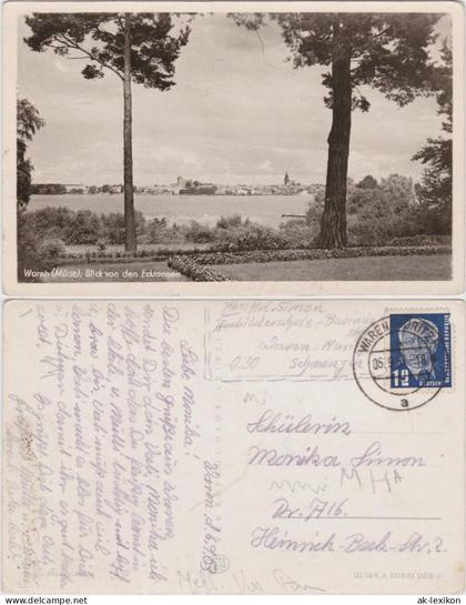 Ansichtskarte Waren (Müritz) Totale 1954